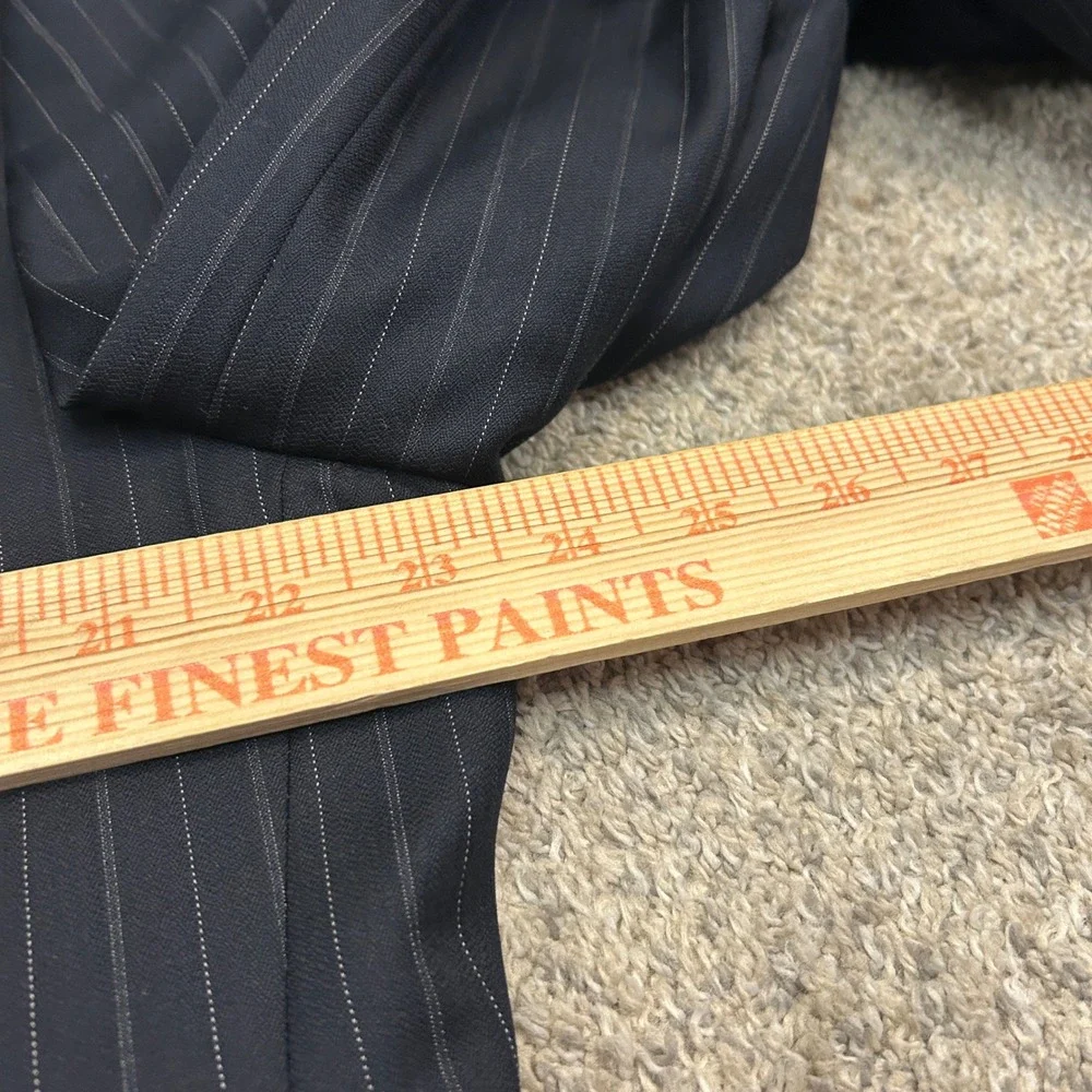 Hickey Freeman Blazer 46L Navy Blue Loro Piana Wool Pinstripe 3 Button